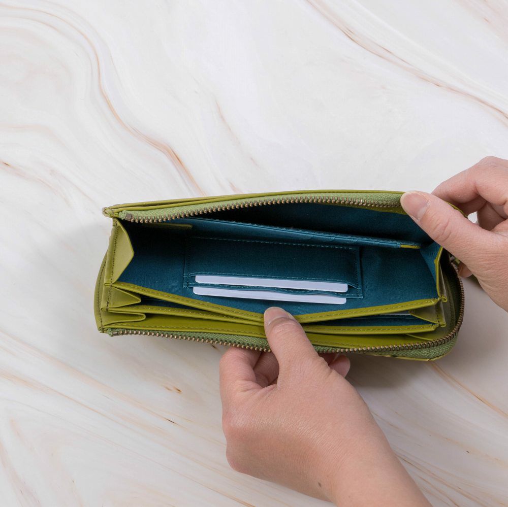 シビラ財布sybilla長財布L字ファスナーソンブラレディースブランド大容量ファスナー付きかわいい本革革花柄緑色オレンジブルーグリーン5470444