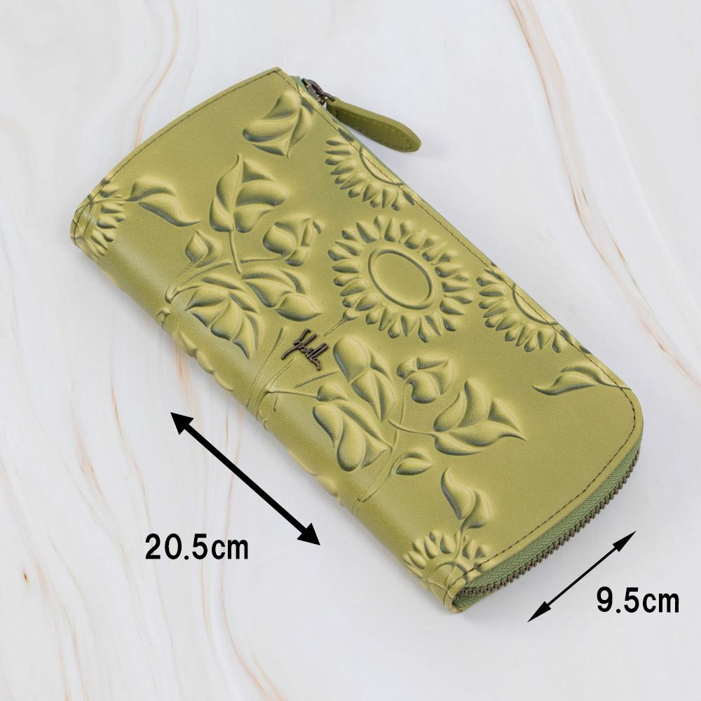 シビラ財布sybilla長財布L字ファスナーソンブラレディースブランド大容量ファスナー付きかわいい本革革花柄緑色オレンジブルーグリーン5470444