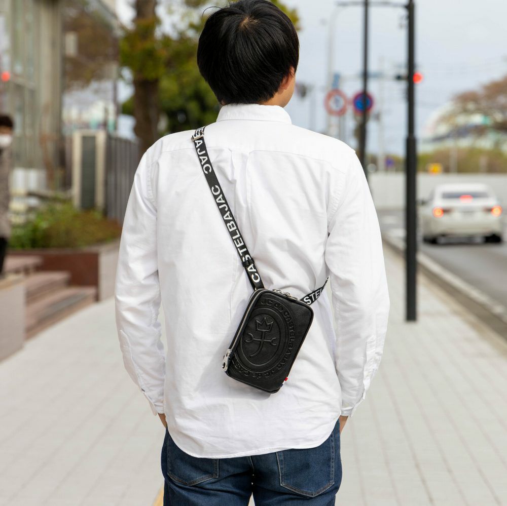 カステルバジャックスマホショルダーWルームスマホポーチバッグショルダーバッグポルテCASTELBAJACメンズレディース財布ショルダースマホショルダーバッグブランドダブルルーム薄い41102