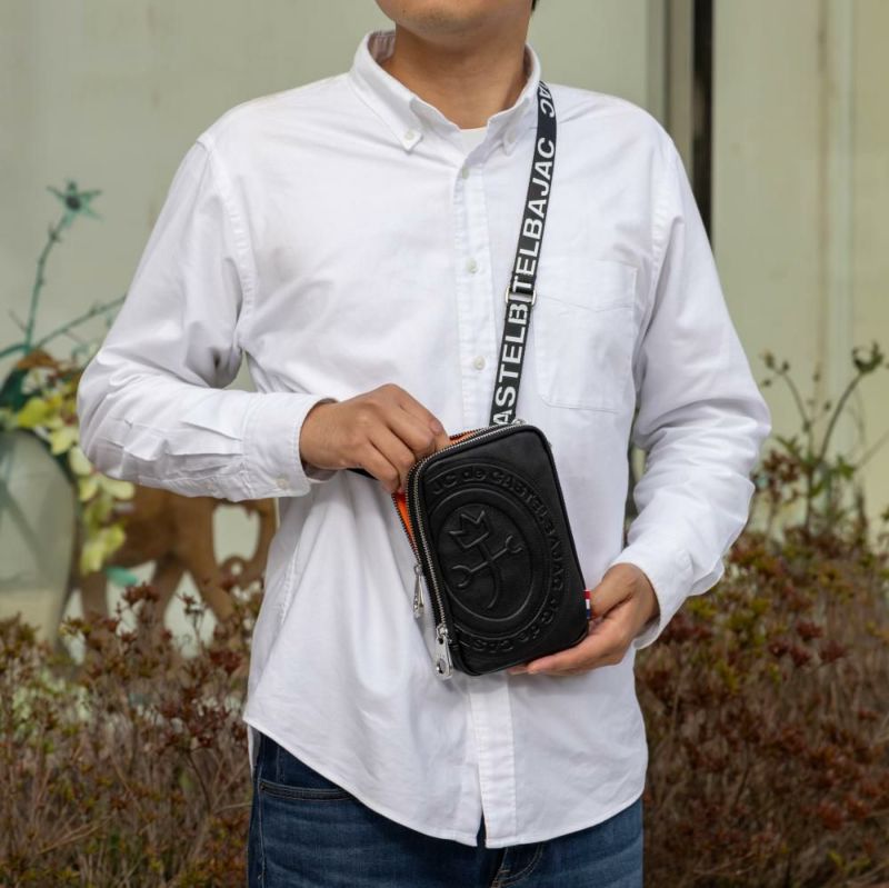 カステルバジャックスマホショルダーWルームスマホポーチバッグショルダーバッグポルテCASTELBAJACメンズレディース財布ショルダースマホショルダーバッグブランドダブルルーム薄い41102