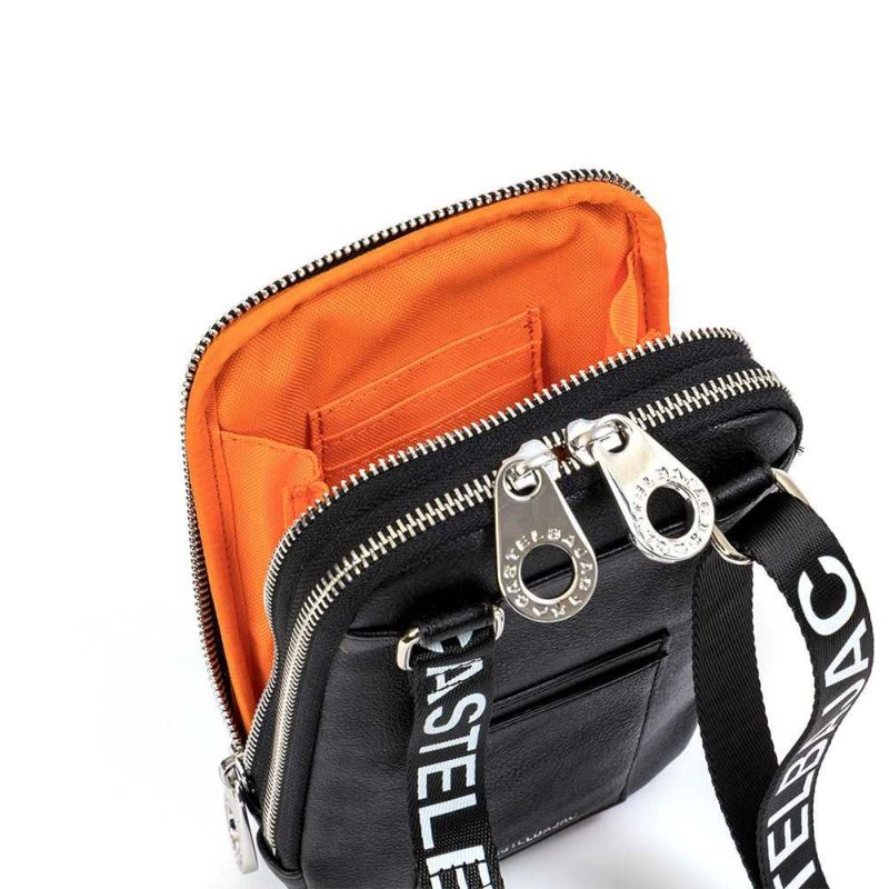 カステルバジャックスマホショルダーWルームスマホポーチバッグショルダーバッグポルテCASTELBAJACメンズレディース財布ショルダースマホショルダーバッグブランドダブルルーム薄い41102