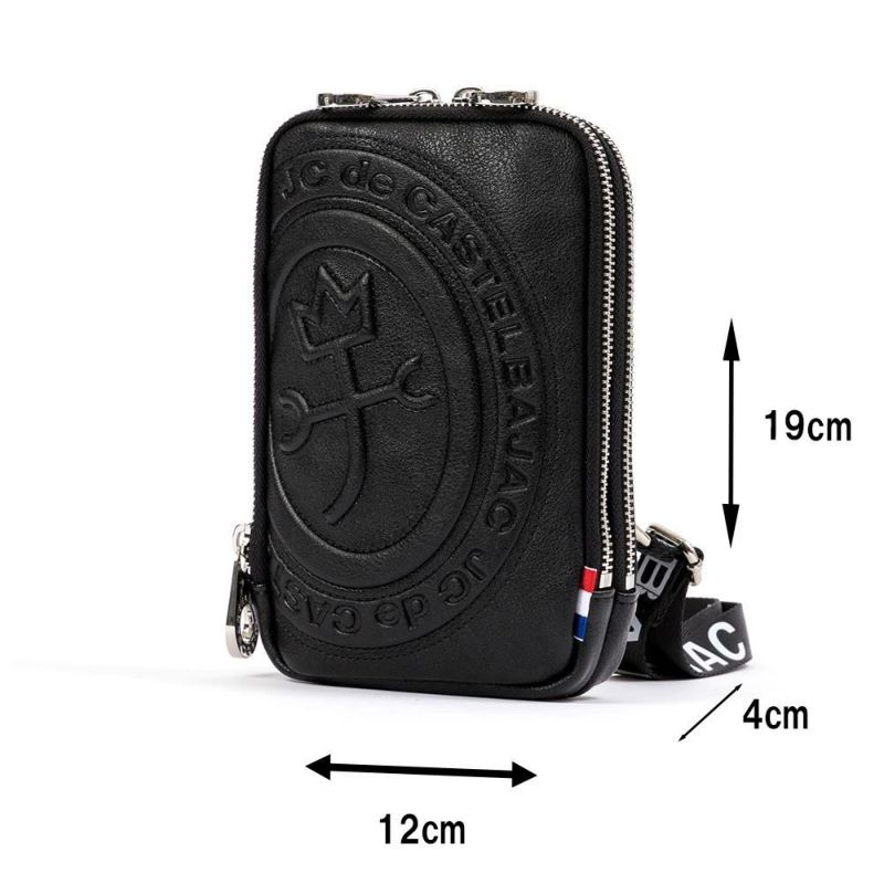 カステルバジャックスマホショルダーWルームスマホポーチバッグショルダーバッグポルテCASTELBAJACメンズレディース財布ショルダースマホショルダーバッグブランドダブルルーム薄い41102