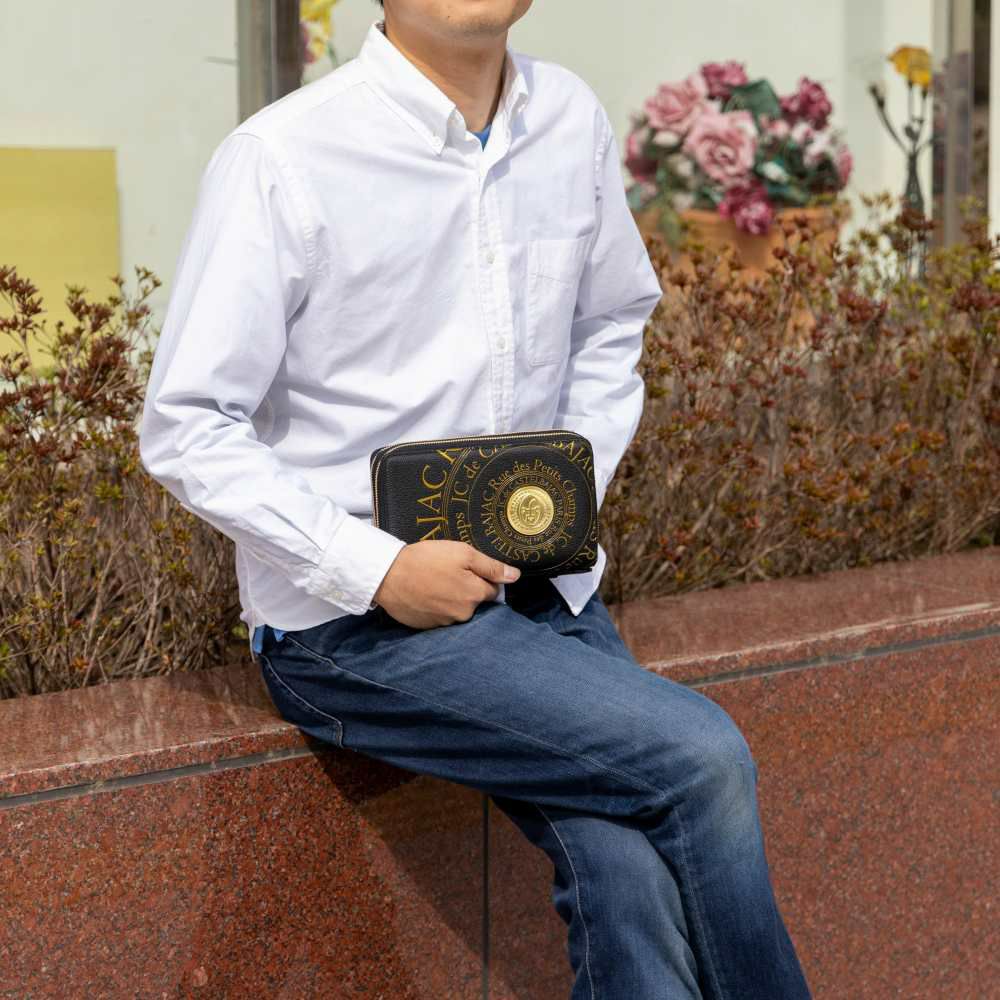 カステルバジャックWファスナーポーチクラッチバッグセカンドバッグ大容量メンズレディースプルトンCASTELBAJAC本革レザー長財布バッグカードケースハンドル付き77221