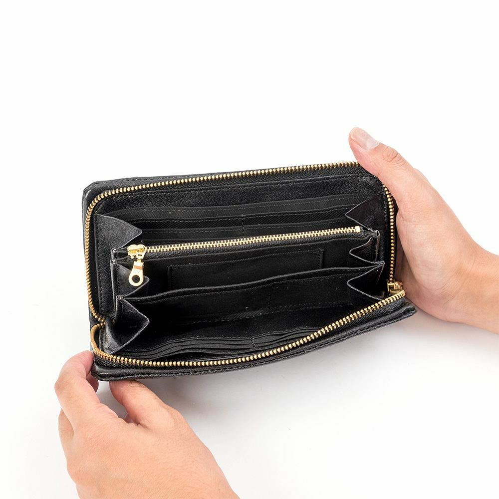 Leeリー長財布メンズレディース本革牛革革レザー財布ファスナーラウンドファスナーメンズ財布メンズ長財布プレゼントおしゃれおすすめブランド大容量薄いブラックブラウン黒茶色クロ320-1926