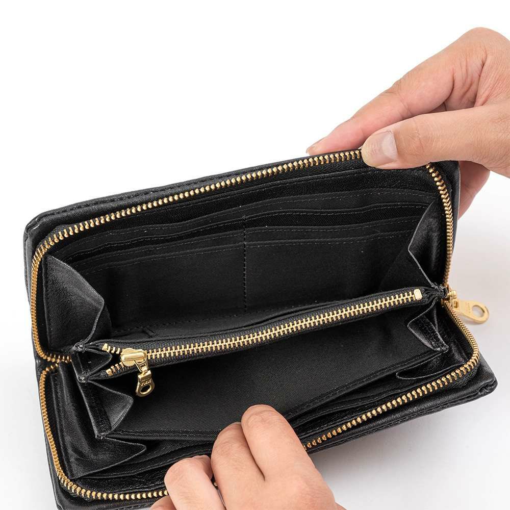 Leeリー長財布メンズレディース本革牛革革レザー財布ファスナーラウンドファスナーメンズ財布メンズ長財布プレゼントおしゃれおすすめブランド大容量薄いブラックブラウン黒茶色クロ320-1926