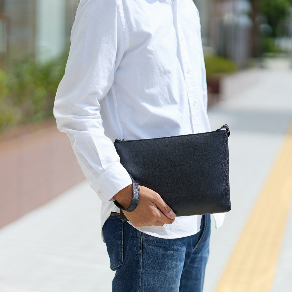 JOYAクラッチバッグセカンドバッグ本革大きめ大容量メンズジョヤセカンドバック持ち手ファスナー革レザー結婚式葬式冠婚葬祭二次会J4019