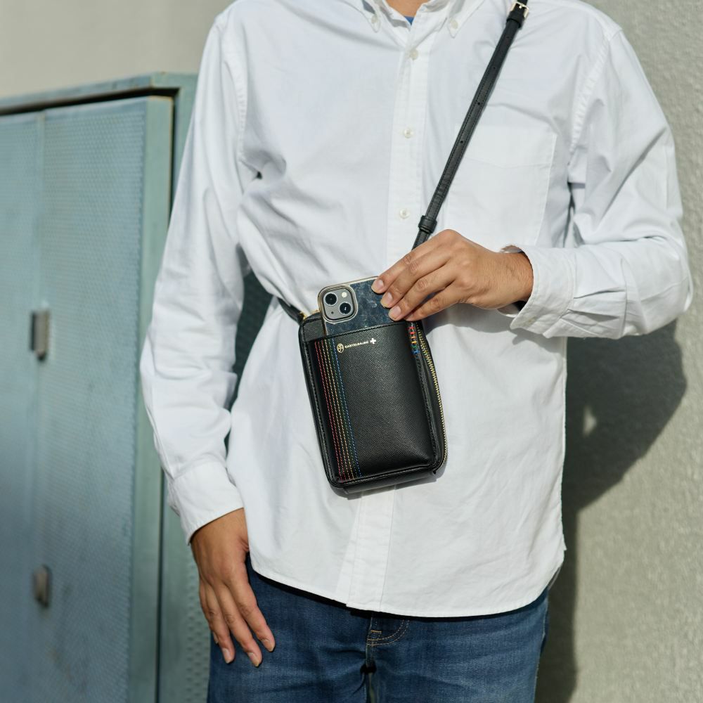 カステルバジャックスマホショルダーMサイズスマホポーチバッグショルダーバッグシェストCASTELBAJAC本革メンズレディース財布ショルダースマホショルダーバッグブランド大きめ27102