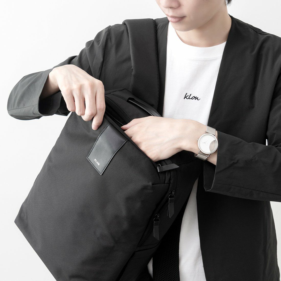 KLONリュッククローンメンズレディースLIGHTBASICRUCKSACK16Lバックパックリュックサック通学通勤撥水おしゃれブラック黒モノトーン