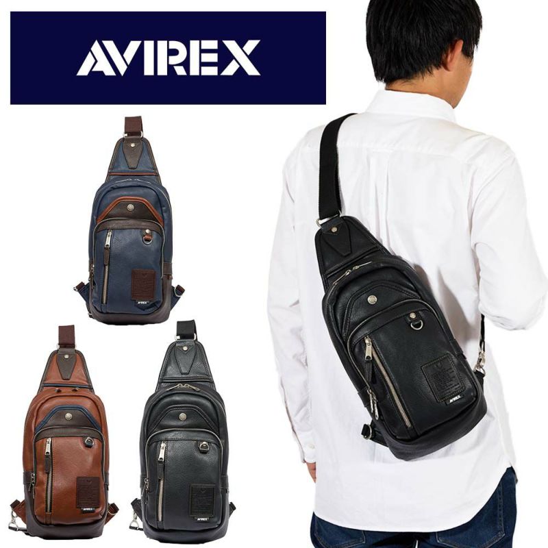 アビレックスボディバッグAVIREX大きめ大容量バッグ合皮ショルダーバッグアヴィレックスメンズレディースボディバックブランド人気かっこいい30代40代50代60代AX5001