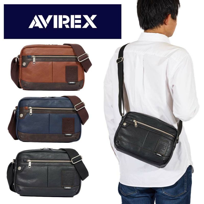 アビレックスショルダーバッグAVIREXバッグ合皮横型ショルダーバッグアヴィレックスメンズショルダーバックスクエアブランド人気かっこいい30代40代50代60代AX5002