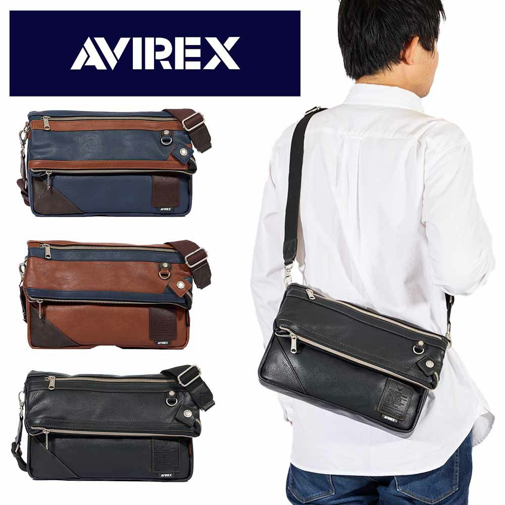 アビレックスショルダーバッグ2WAYAVIREXバッグ合皮横型ショルダーバッグアヴィレックスメンズトートバッグブランド人気かっこいい30代40代50代60代AX5003