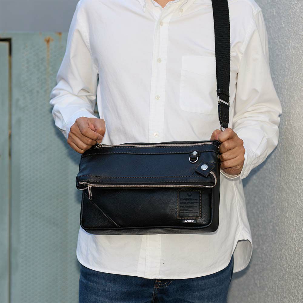 アビレックスショルダーバッグ2WAYAVIREXバッグ合皮横型ショルダーバッグアヴィレックスメンズトートバッグブランド人気かっこいい30代40代50代60代AX5003