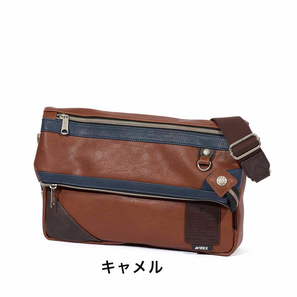 アビレックスショルダーバッグ2WAYAVIREXバッグ合皮横型ショルダーバッグアヴィレックスメンズトートバッグブランド人気かっこいい30代40代50代60代AX5003