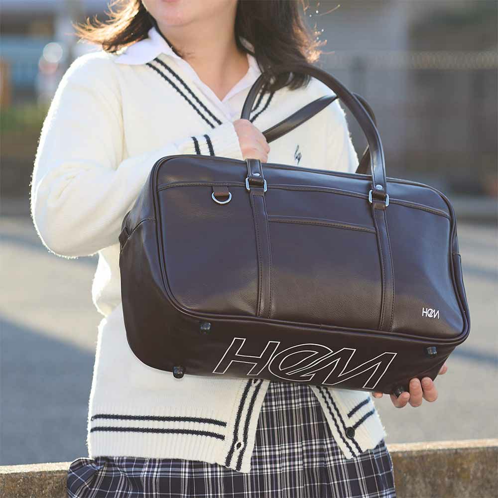HeMヘムスクールバッグ合皮A4女子中学生高校生女子高生レディーススクールバックサブバッグサブバックスクバブランド通学おしゃれかわいい大容量学生かばん黒色茶色39-713