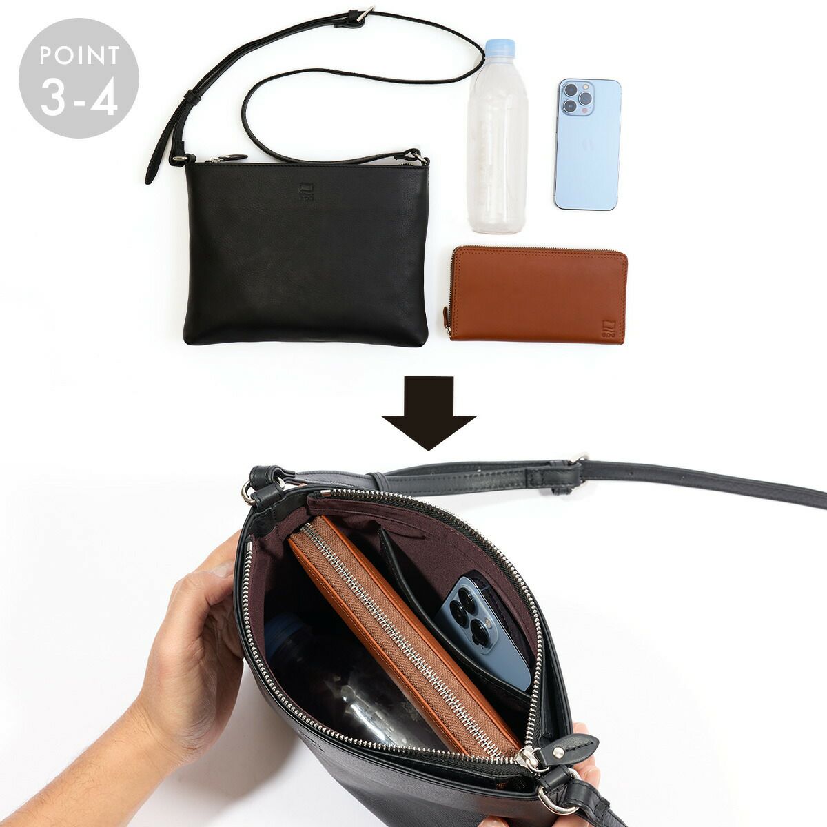 サコッシュショルダーバッグメンズ本革レザーブランドファスナー付き革大容量大きめ人気おすすめサコッシュバッグレディース斜めがけ大人30代40代50代エペepeepe006