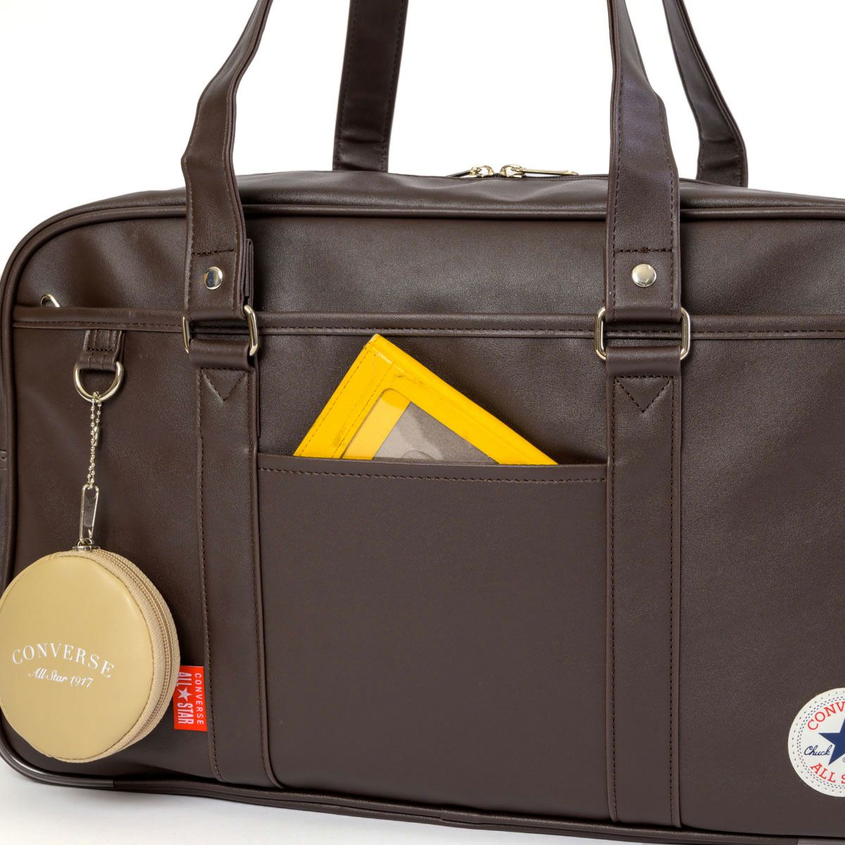 コンバーススクールバッグCONVERSE合皮A4ポーチ付き女子中学生高校生女子高生レディーススクールバックサブバッグサブバックスクバブランド通学おしゃれかわいい大容量ブラックブラウン20101