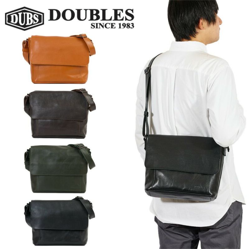 DOUBLESダブルスショルダーバッグバッグメンズレディース本革革レザー斜めがけ斜め掛けかぶせ型ブランドおしゃれショルダーショルダーバック大きめ大容量30代40代50代JVA-7420