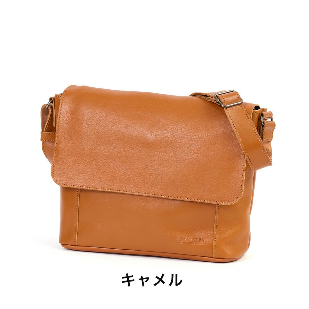 DOUBLESダブルスショルダーバッグバッグメンズレディース本革革レザー斜めがけ斜め掛けかぶせ型ブランドおしゃれショルダーショルダーバック大きめ大容量30代40代50代JVA-7420