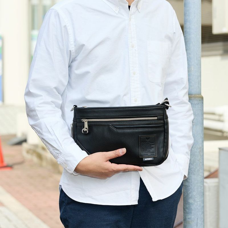 アビレックスショルダーバッグ2WAYAVIREXバッグ合皮横型ショルダーバッグアヴィレックスメンズショルダーバックブランド人気かっこいい斜めがけ斜め掛け30代40代50代60代AX5006