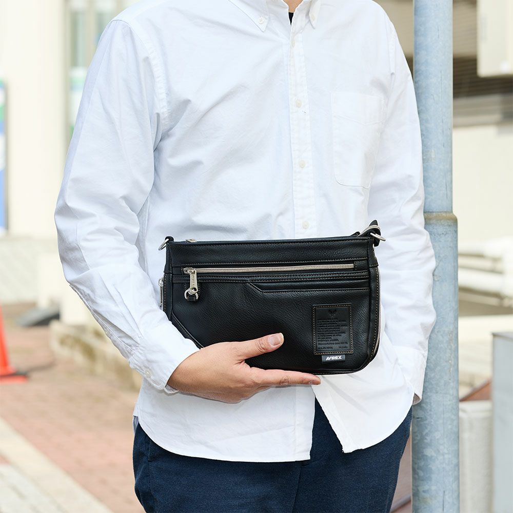 アビレックスショルダーバッグ2WAYAVIREXバッグ合皮横型ショルダーバッグアヴィレックスメンズショルダーバックブランド人気かっこいい斜めがけ斜め掛け30代40代50代60代AX5006