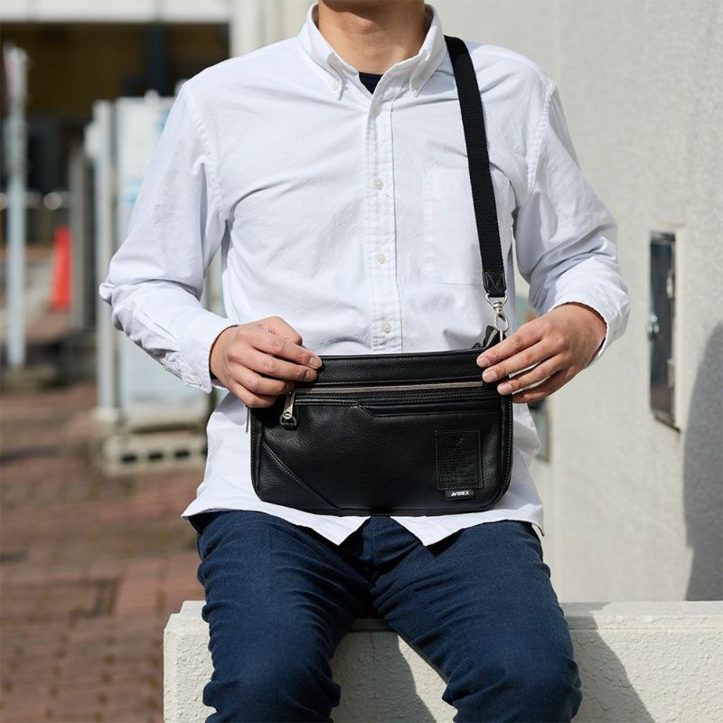 アビレックスショルダーバッグ2WAYAVIREXバッグ合皮横型ショルダーバッグアヴィレックスメンズショルダーバックブランド人気かっこいい斜めがけ斜め掛け30代40代50代60代AX5006