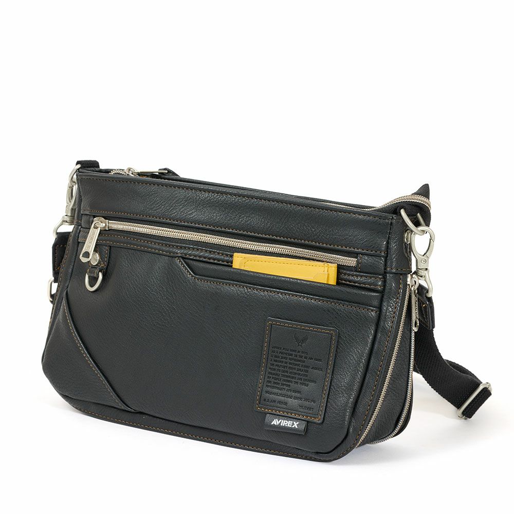 アビレックスショルダーバッグ2WAYAVIREXバッグ合皮横型ショルダーバッグアヴィレックスメンズショルダーバックブランド人気かっこいい斜めがけ斜め掛け30代40代50代60代AX5006