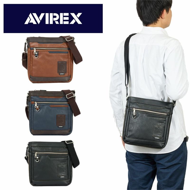 アビレックスショルダーバッグAVIREXバッグ合皮スクエアショルダーバッグアヴィレックスメンズショルダーバックブランド人気かっこいい斜めがけ斜め掛け30代40代50代60代AX5007