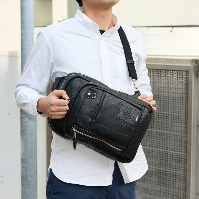 アビレックスリュックボディバッグ2WAYAVIREXバッグリュックサック大容量大きめ合皮ショルダーバッグアヴィレックスメンズブランド人気かっこいい斜めがけ斜め掛け30代40代50代60代AX5008