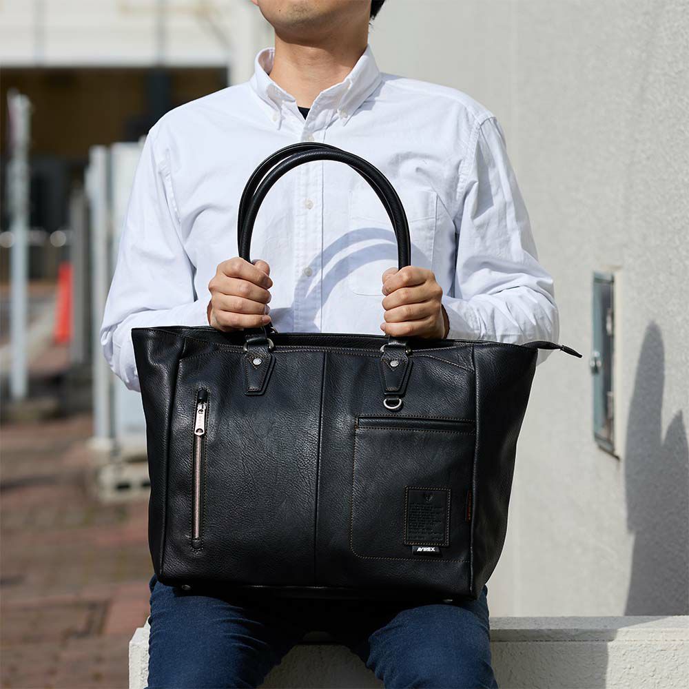 AVIREXアビレックストートバッグメンズ合皮横型肩掛けカバントートバッグトート大容量大きめアヴィレックスAX5009