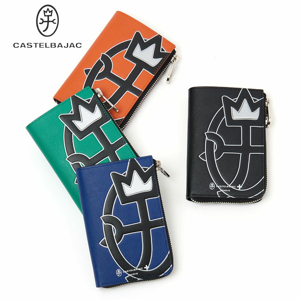 カステルバジャック財布二つ折りミドルウォレットウプラファスナー縦型メンズレディースCASTELBAJAC小銭入れあり二つ折り財布2つ折り財布本革レザー人気ブランド大人男性30代40代50代54623