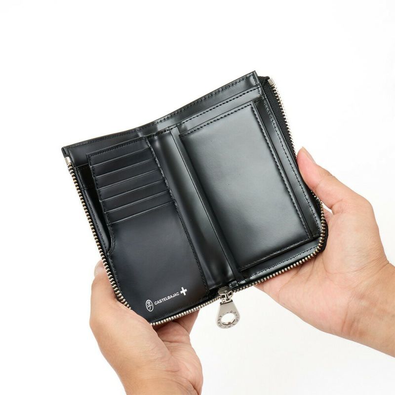 カステルバジャック財布二つ折りミドルウォレットウプラファスナー縦型メンズレディースCASTELBAJAC小銭入れあり二つ折り財布2つ折り財布本革レザー人気ブランド大人男性30代40代50代54623